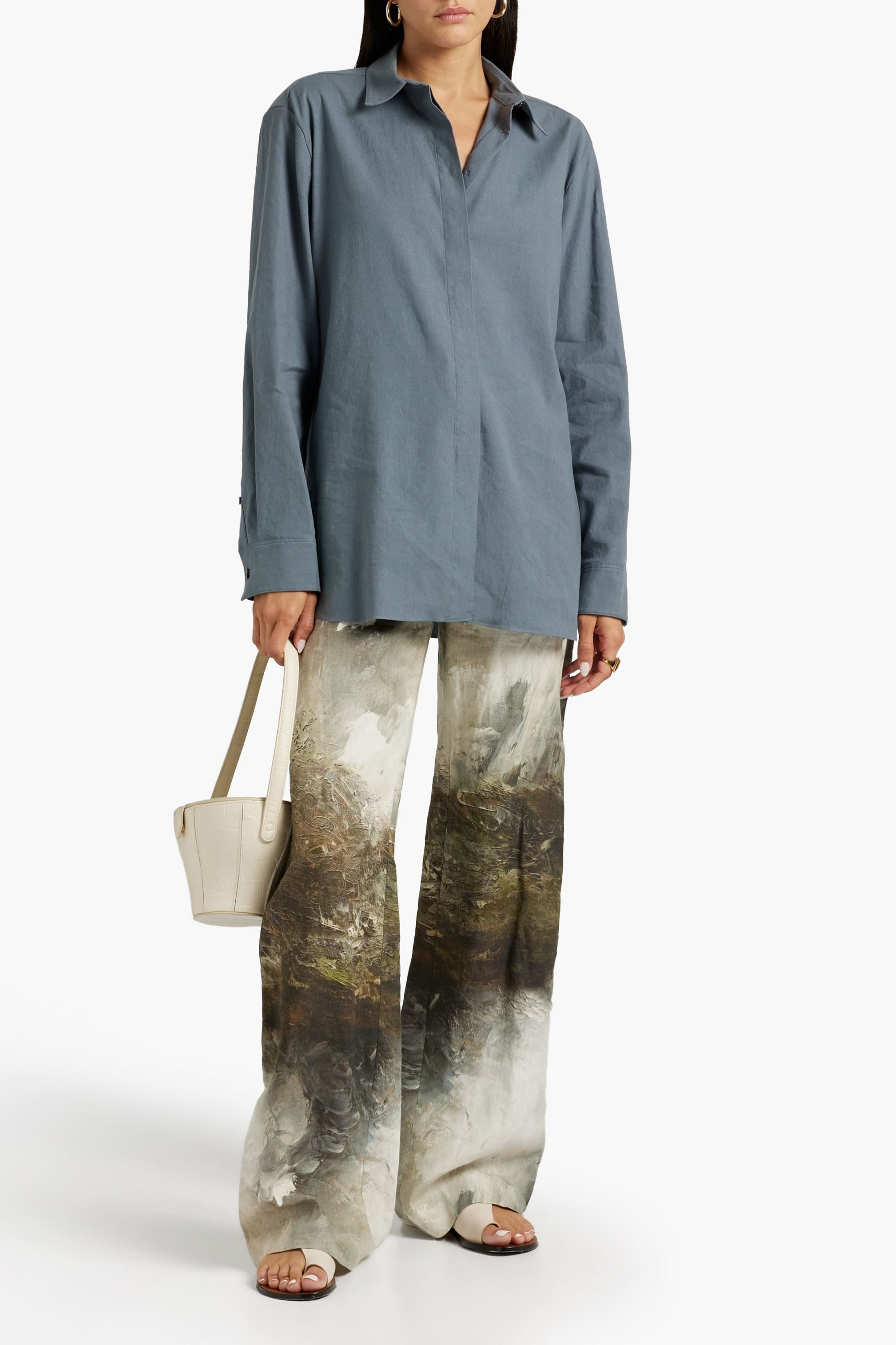 Theory Oversized linen-blend shirt