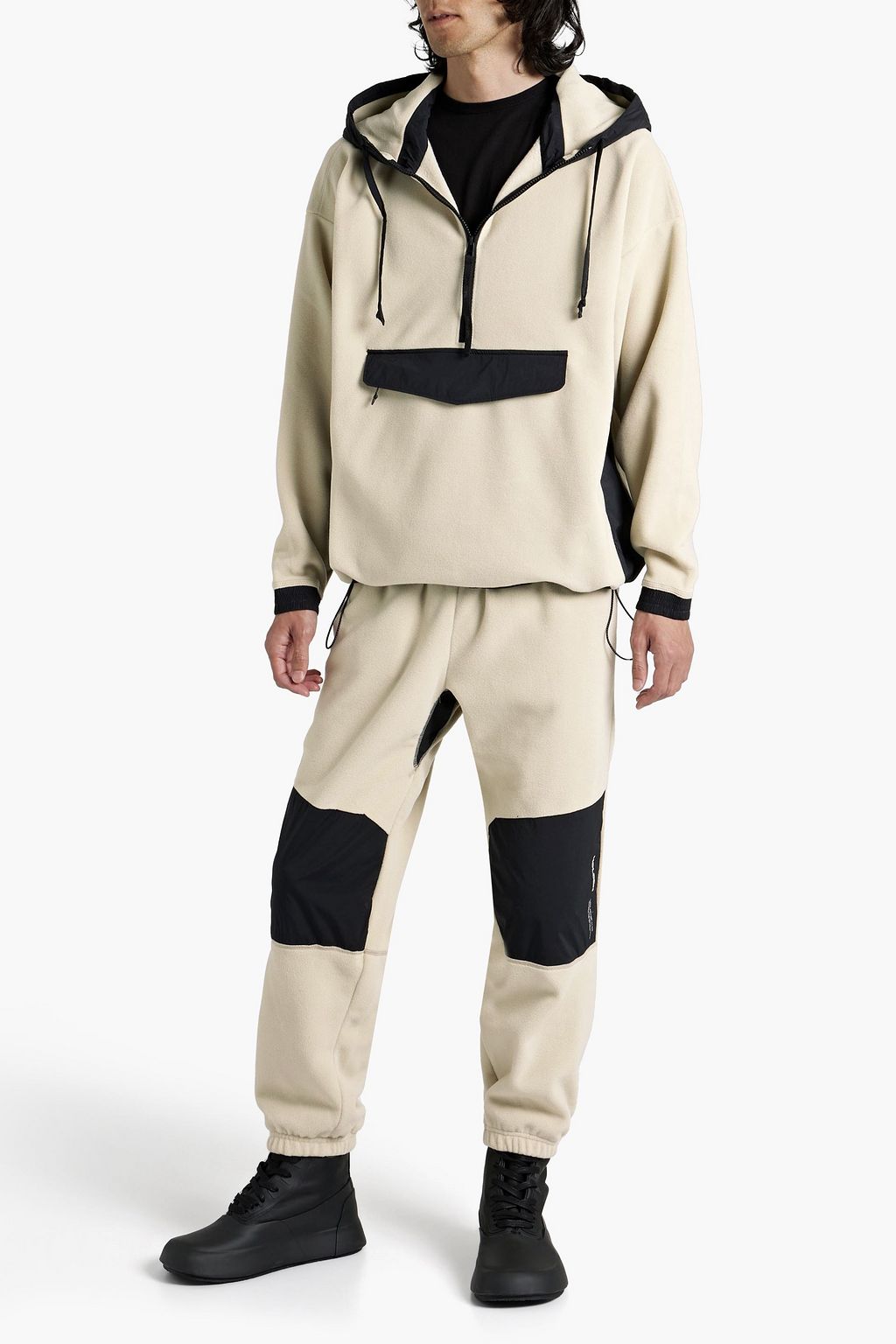 HOLDEN Belted shell-paneled fleece sweatpants