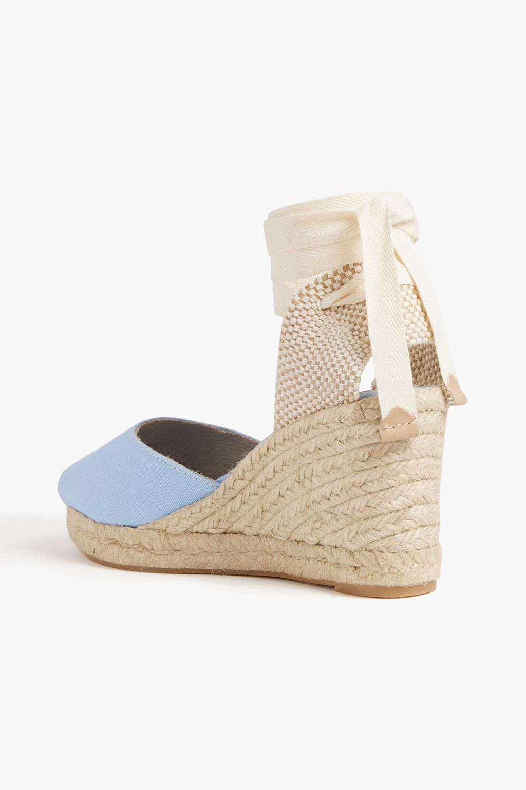 GANNI Embroidered canvas wedge espadrille sandals