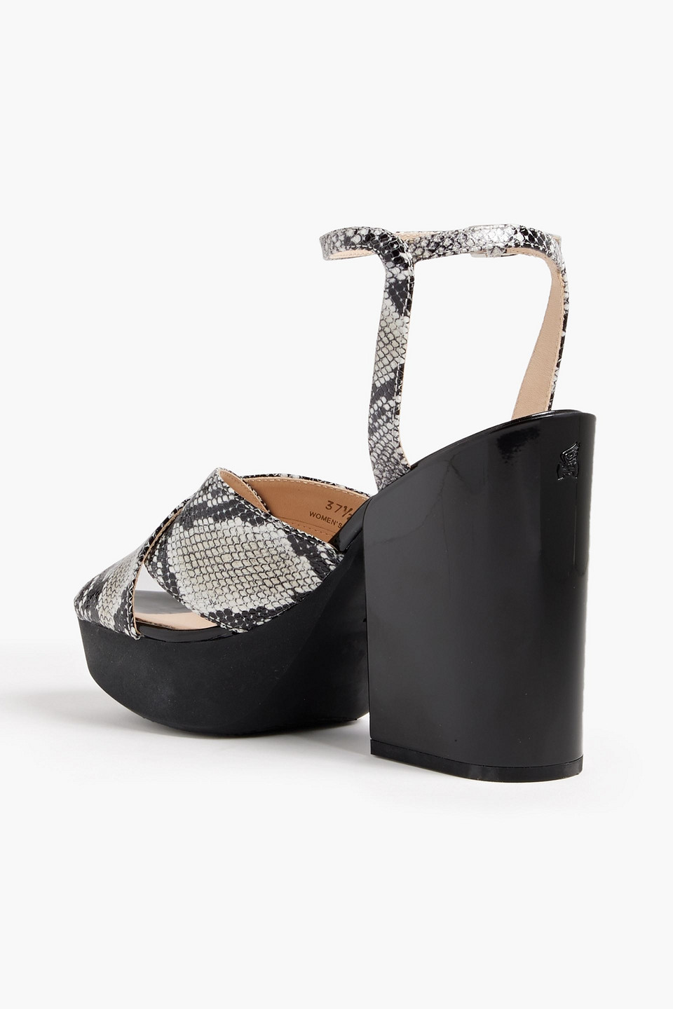 Shop Hogan Snake-effect Leather Platform Sandals In Black