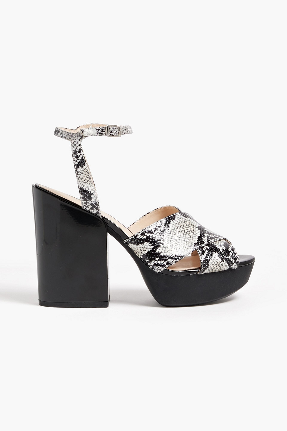 Hogan Snake-effect Leather Platform Sandals In Black