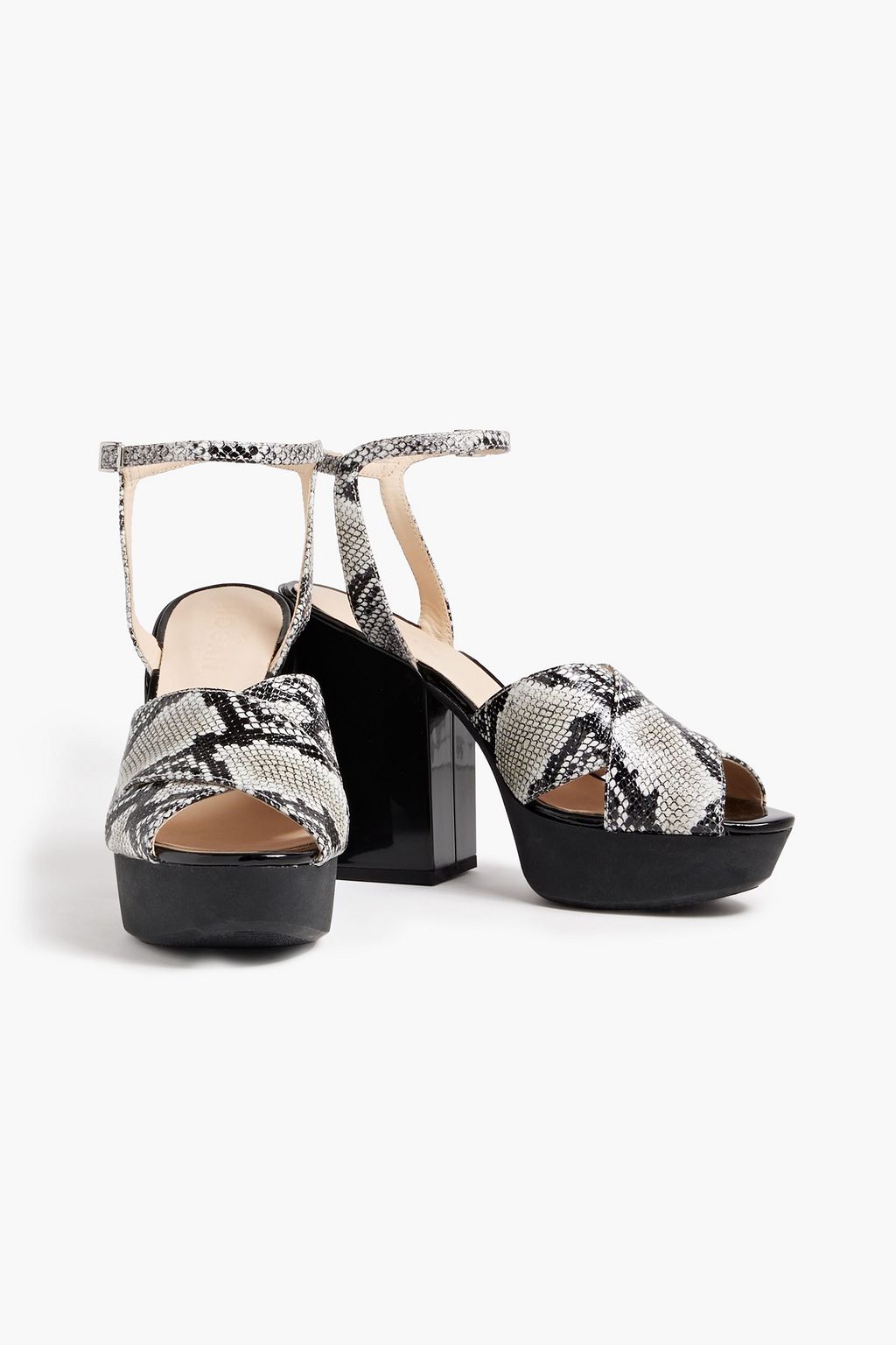 HOGAN Snake-effect leather platform sandals