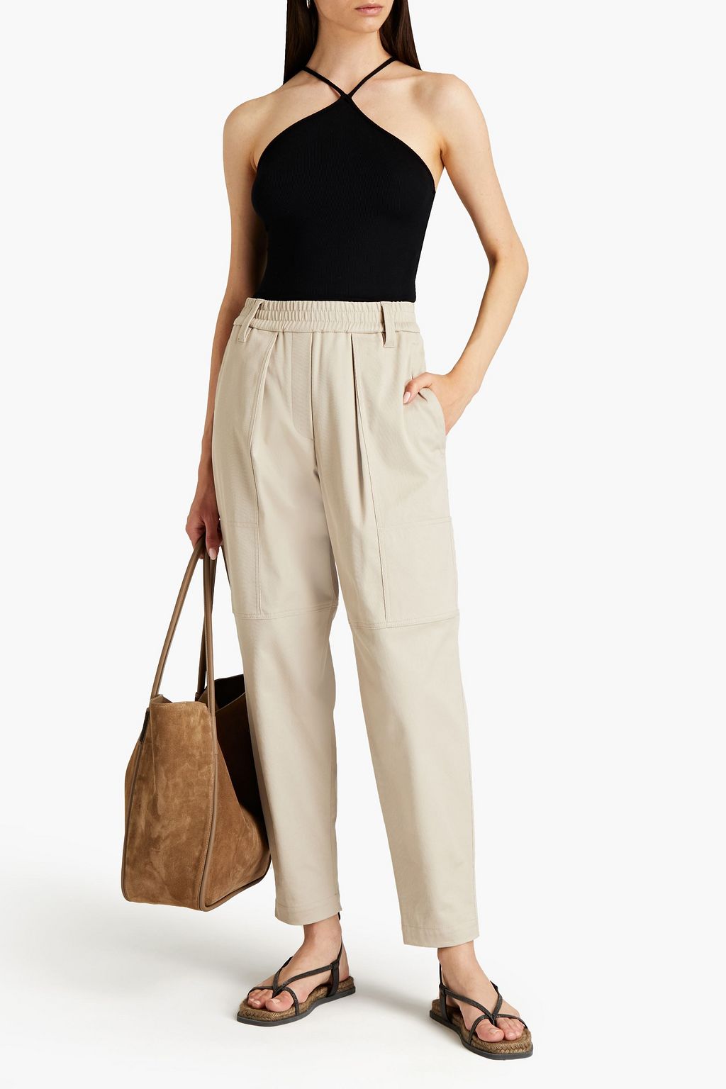 BRUNELLO CUCINELLI Pleated twill tapered pants