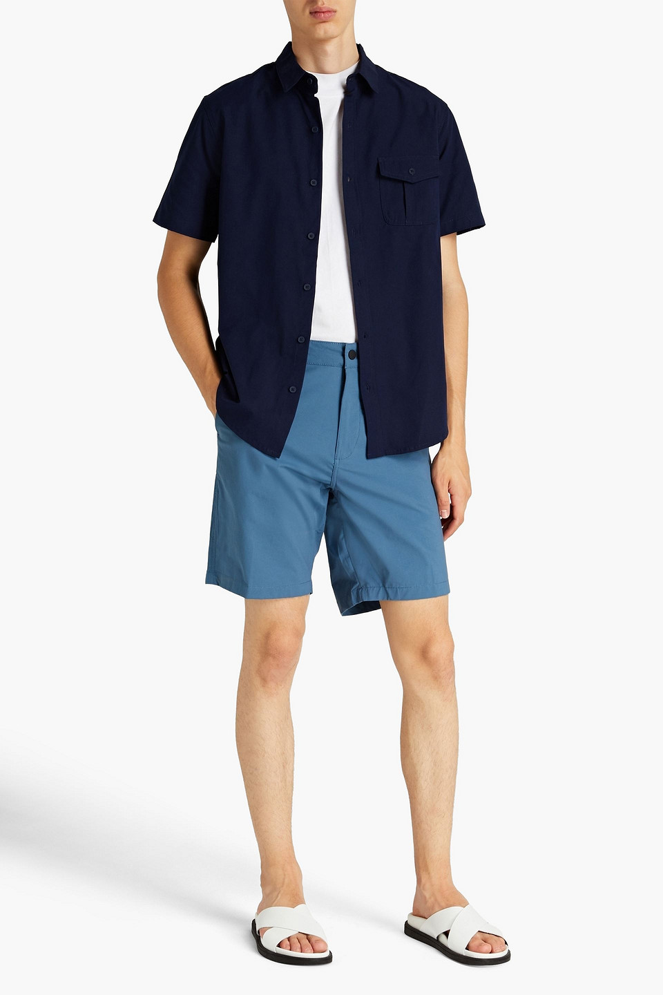 Onia Man Traveler Cotton-blend Shell Shorts In Storm Blue