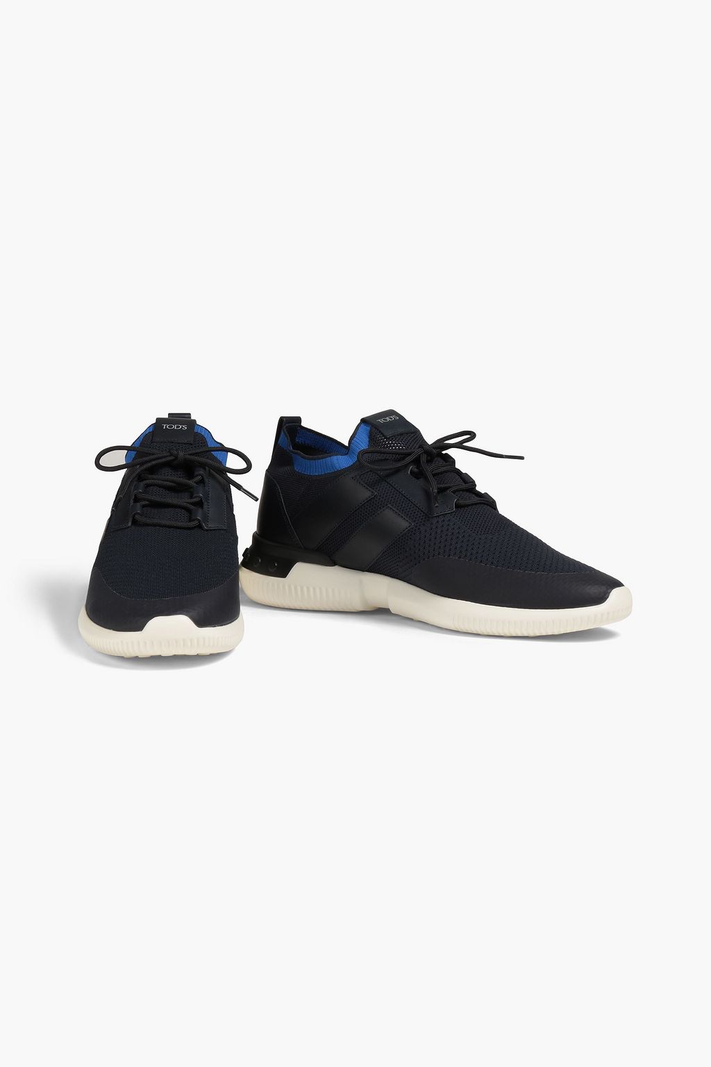 TOD'S Leather-paneled stretch-knit sneakers