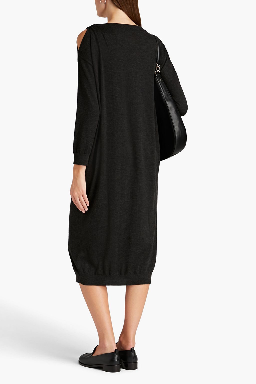 BRUNELLO CUCINELLI Bead-embellished cashmere and silk-blend midi dress