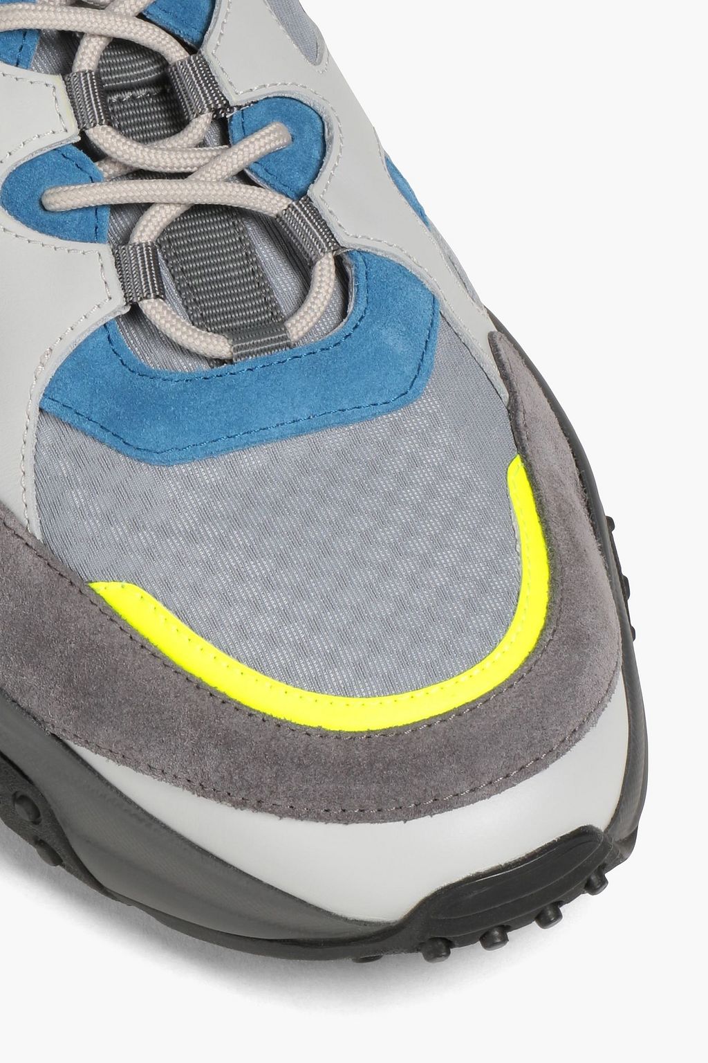TOD'S Neon suede-trimmed leather and mesh sneakers