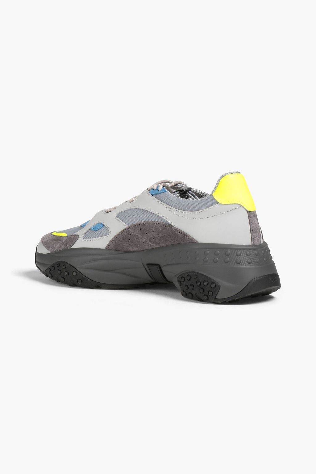 TOD'S Neon suede-trimmed leather and mesh sneakers