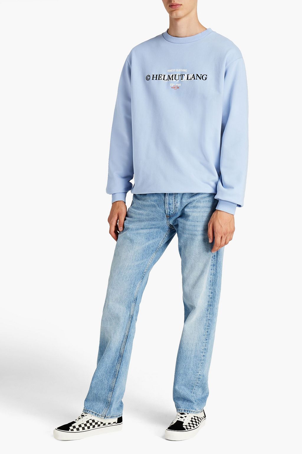 HELMUT LANG Logo-embroidered printed French cotton-terry sweatshirt