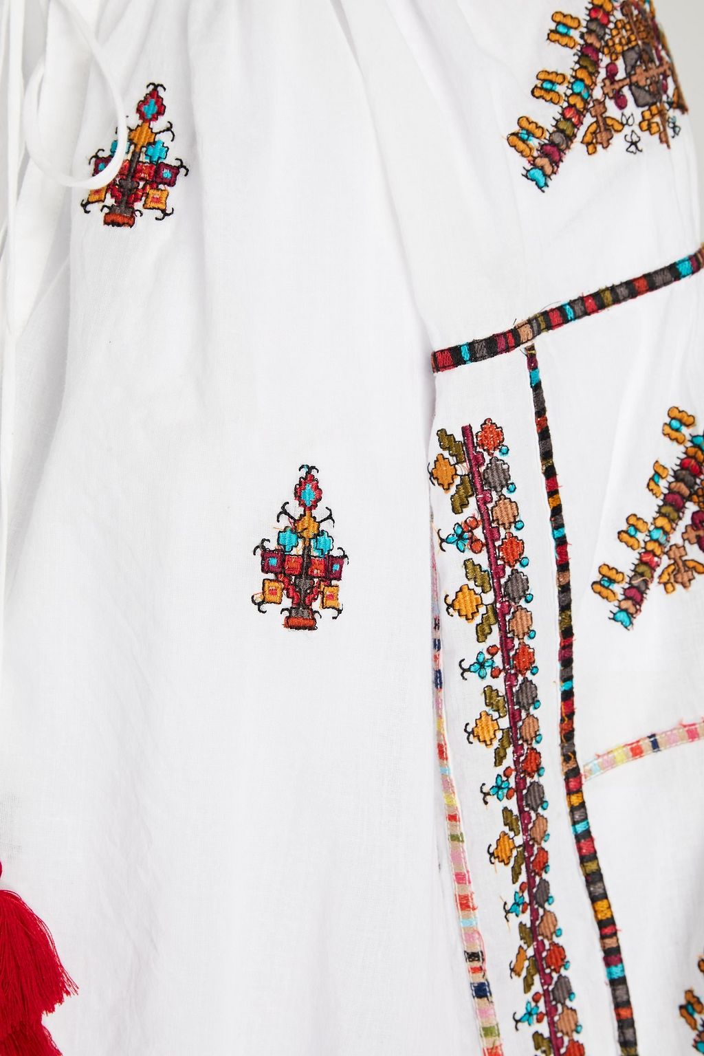 VELVET BY GRAHAM & SPENCER Tassel-trimmed gathered cotton blouse