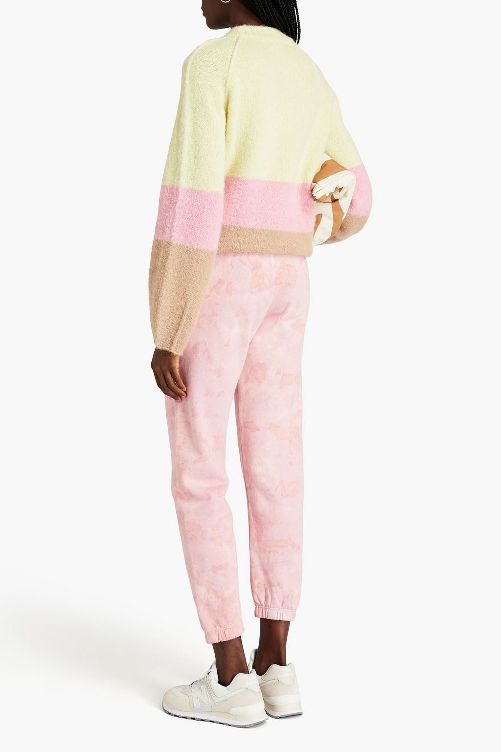 SPRWMN Cropped printed cotton-fleece track pants