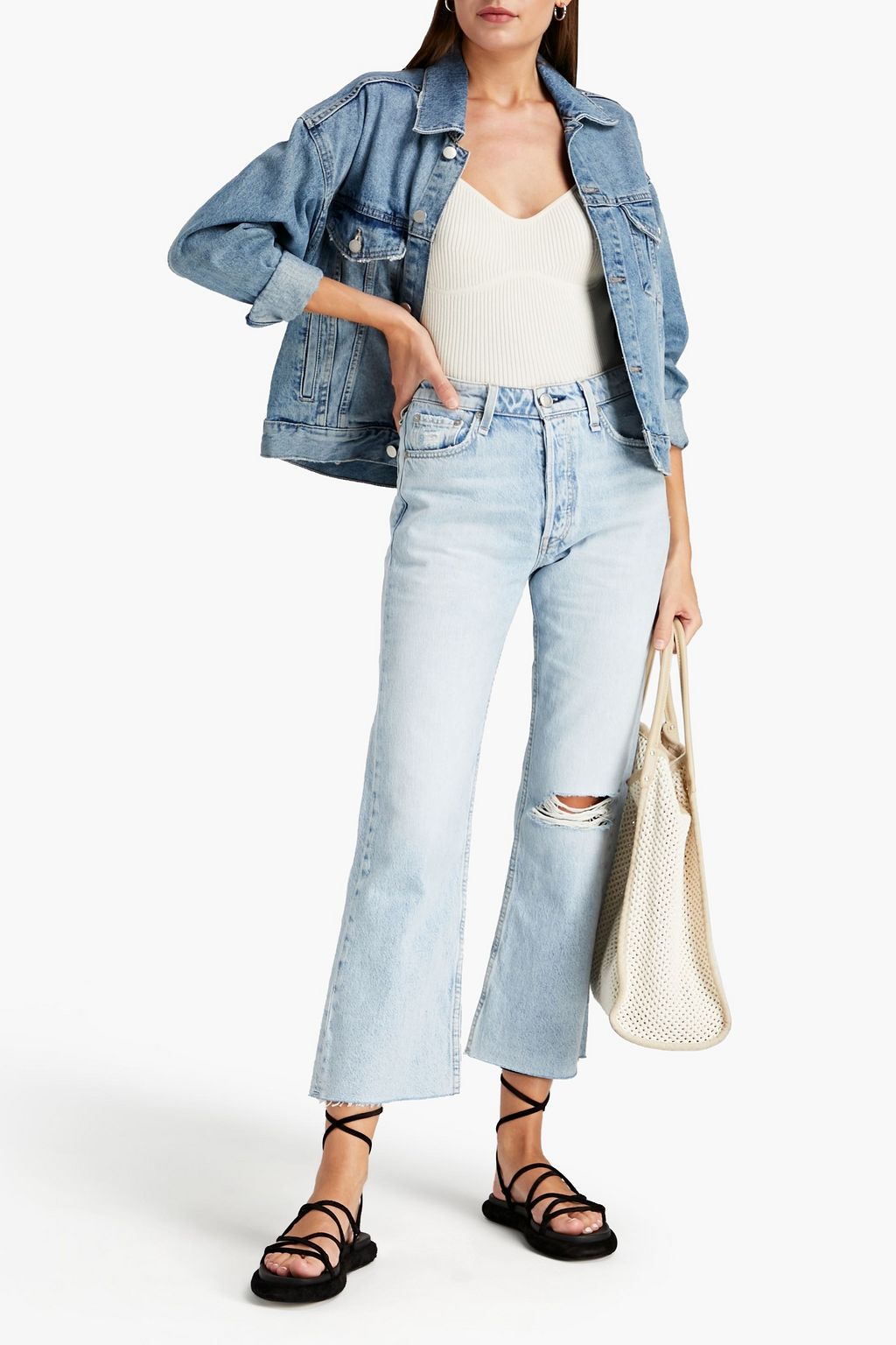 RAG & BONE ハイライズ キックフレアジーンズ ダメージ&色あせ加工