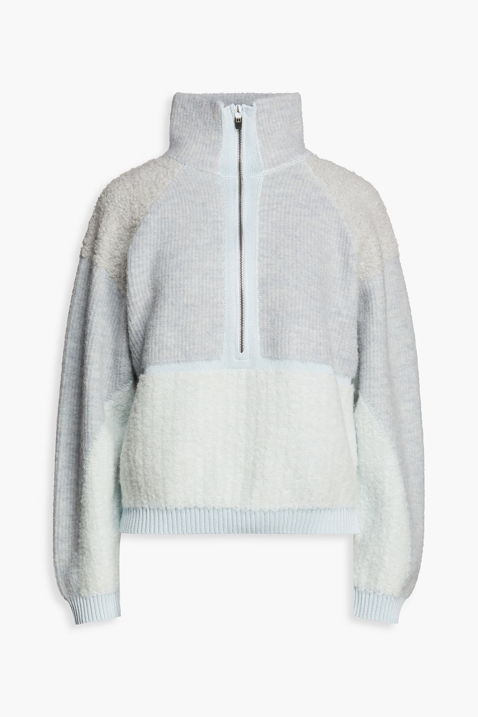 Y-3 Bouclé-paneled Ribbed-knit Turtleneck Jumper In Neutrals