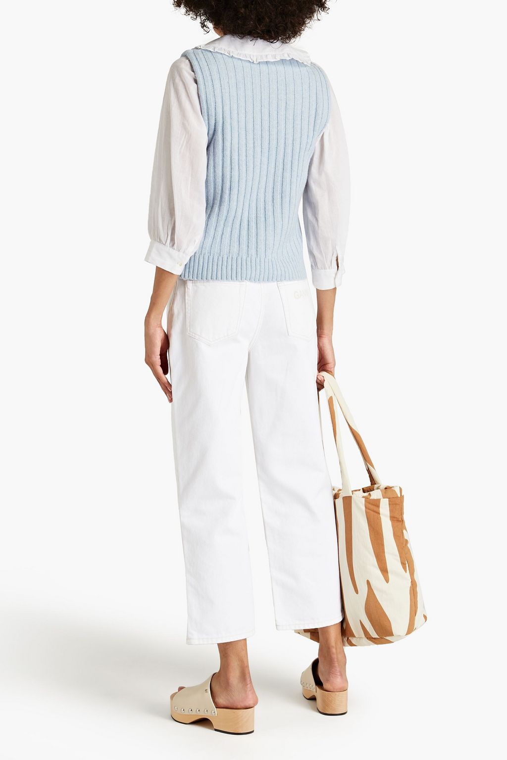 GANNI Cropped high-rise straight-leg jeans