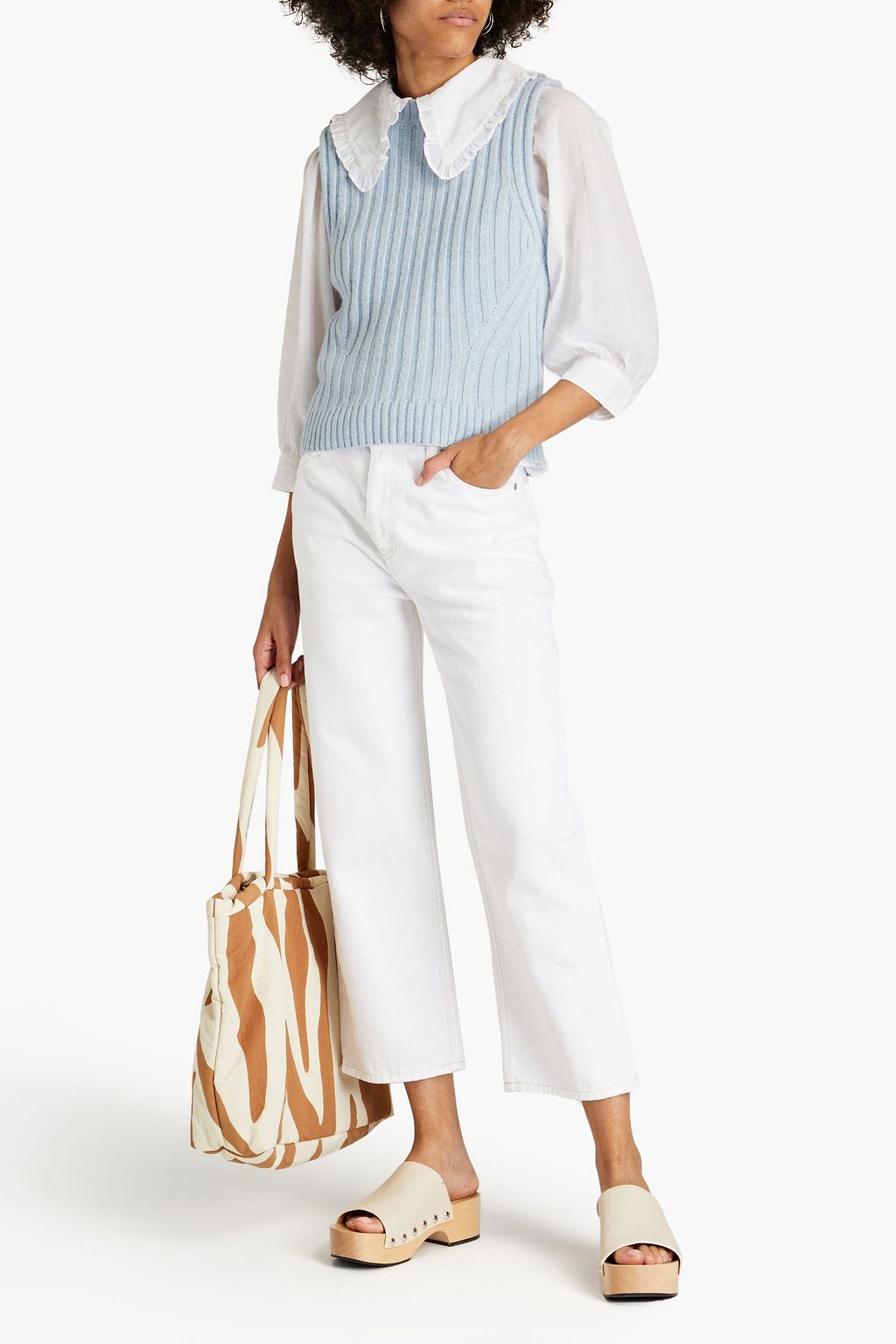 GANNI Cropped high-rise straight-leg jeans