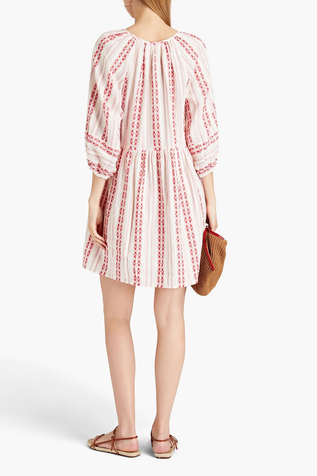 VELVET BY GRAHAM & SPENCER Gathered cotton-jacquard mini dress