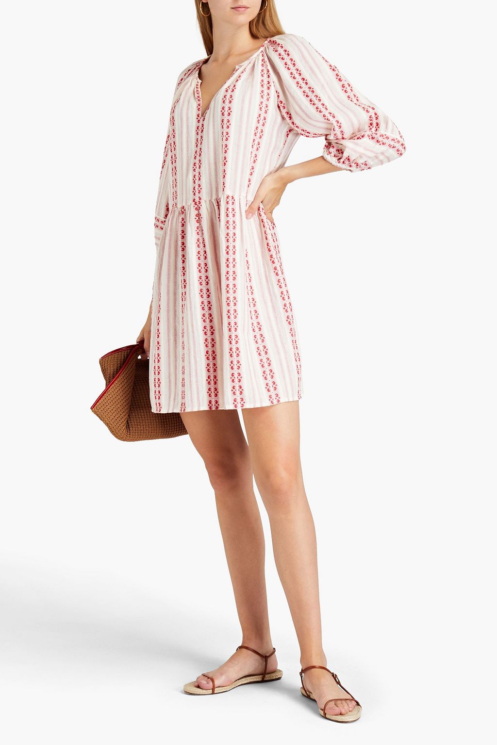 VELVET BY GRAHAM & SPENCER Gathered cotton-jacquard mini dress