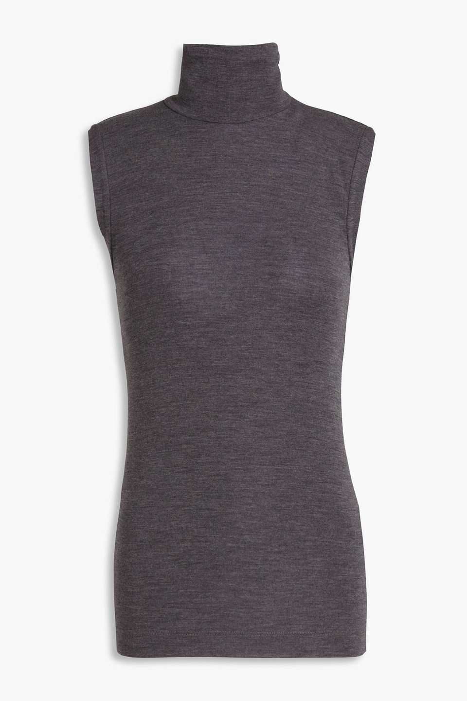 brunello cucinelli - mélange wool-blend jersey turtleneck top - gray - xs