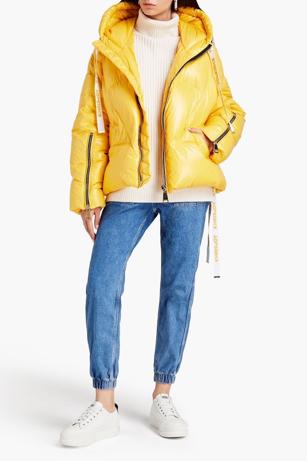 KHRISJOY Oversized quilted shell hooded down jacket