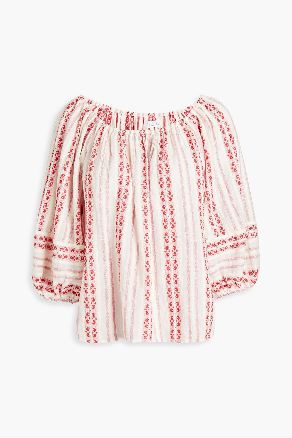 VELVET BY GRAHAM SPENCER Viviette striped cotton jacquard blouse