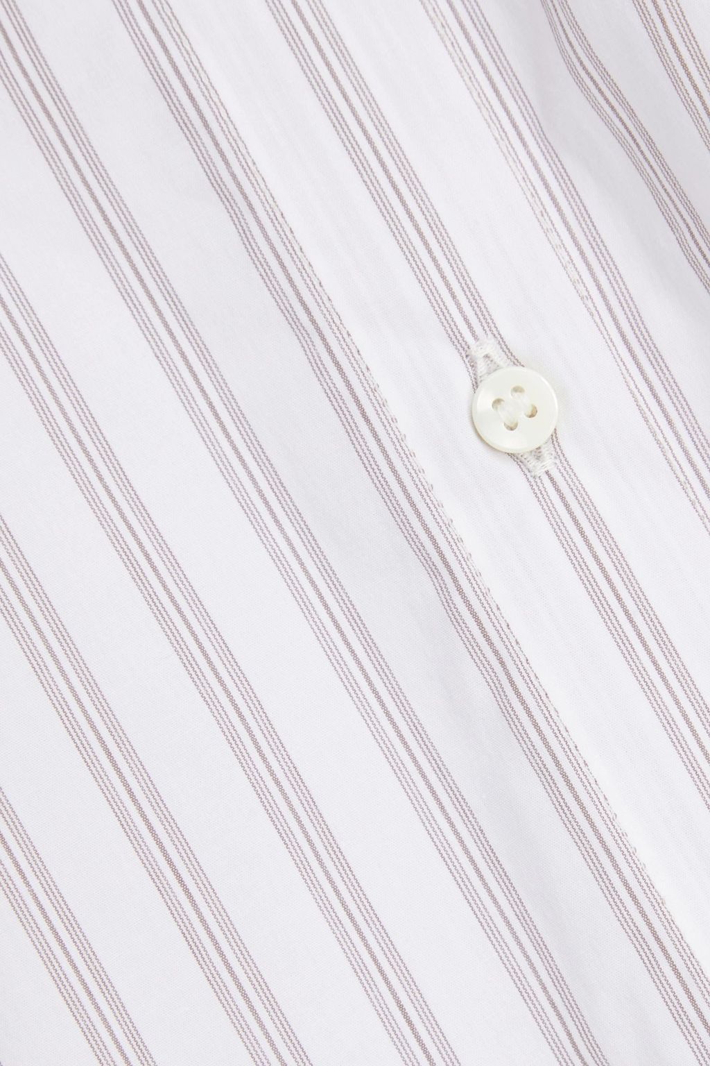 BRUNELLO CUCINELLI Bead-embellished striped stretch-cotton poplin shirt