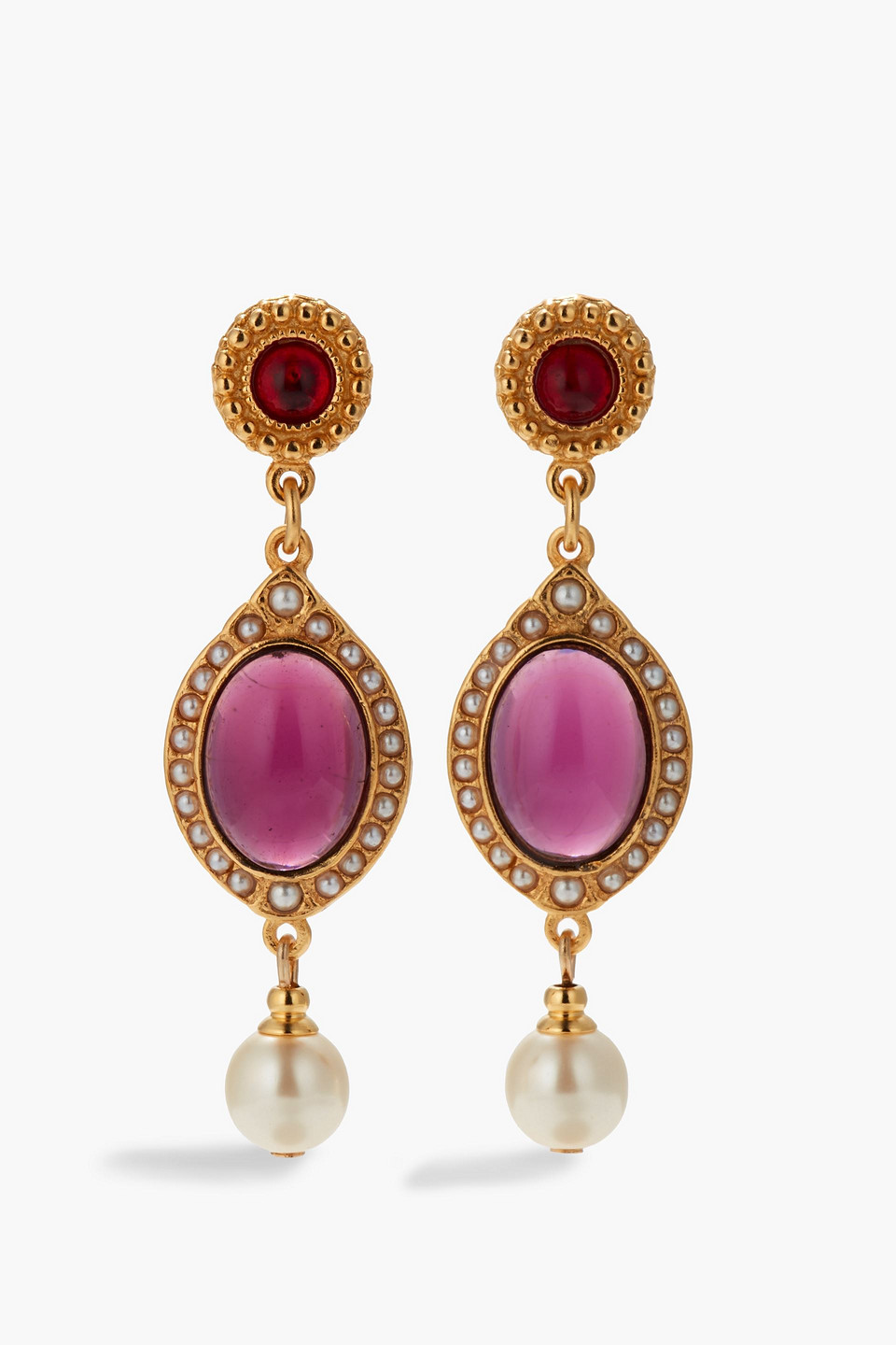 Ben-Amun 24-karat gold-plated, stone and faux pearl earrings