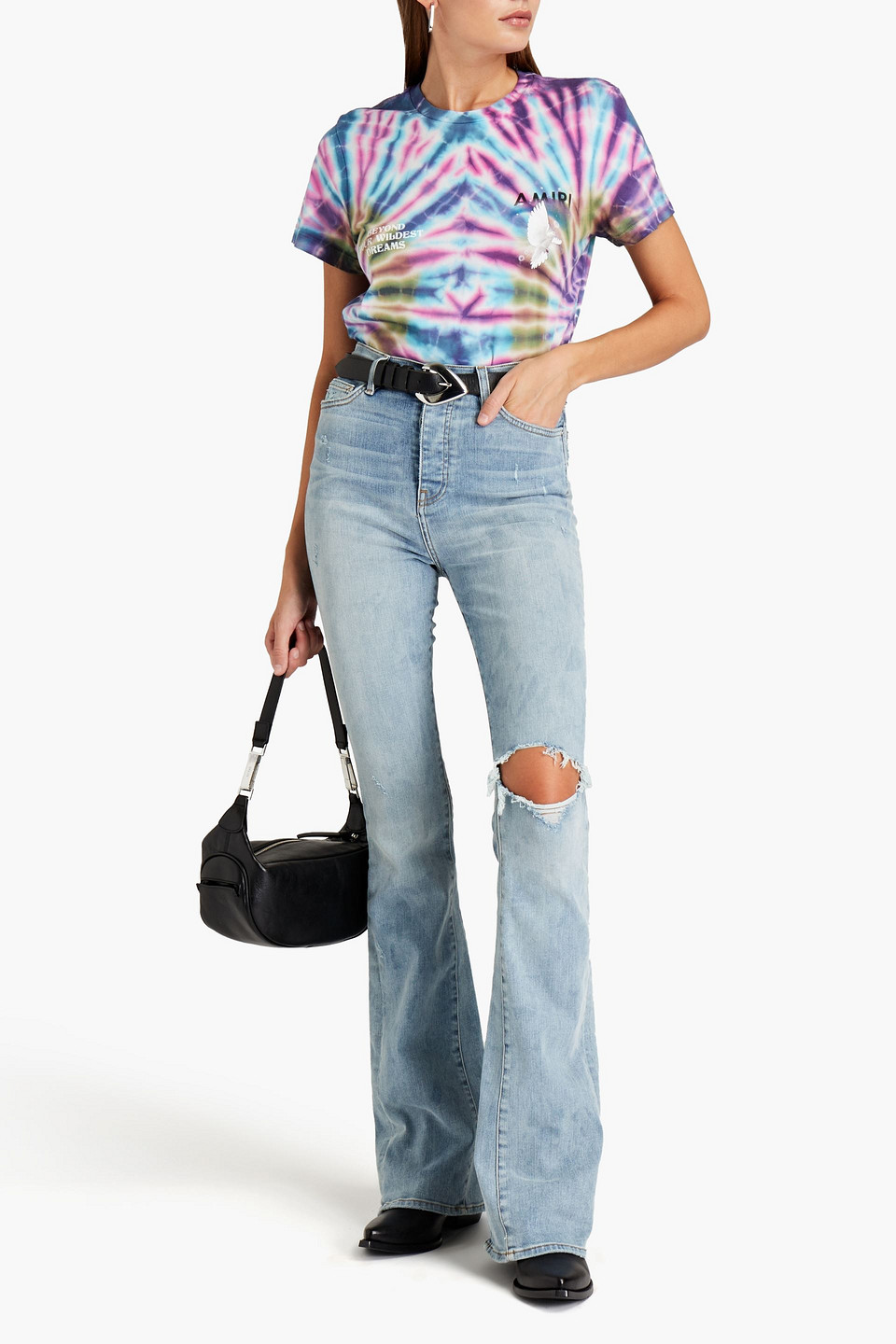 Amiri Logo-print Tie-dyed Cotton-jersey T-shirt