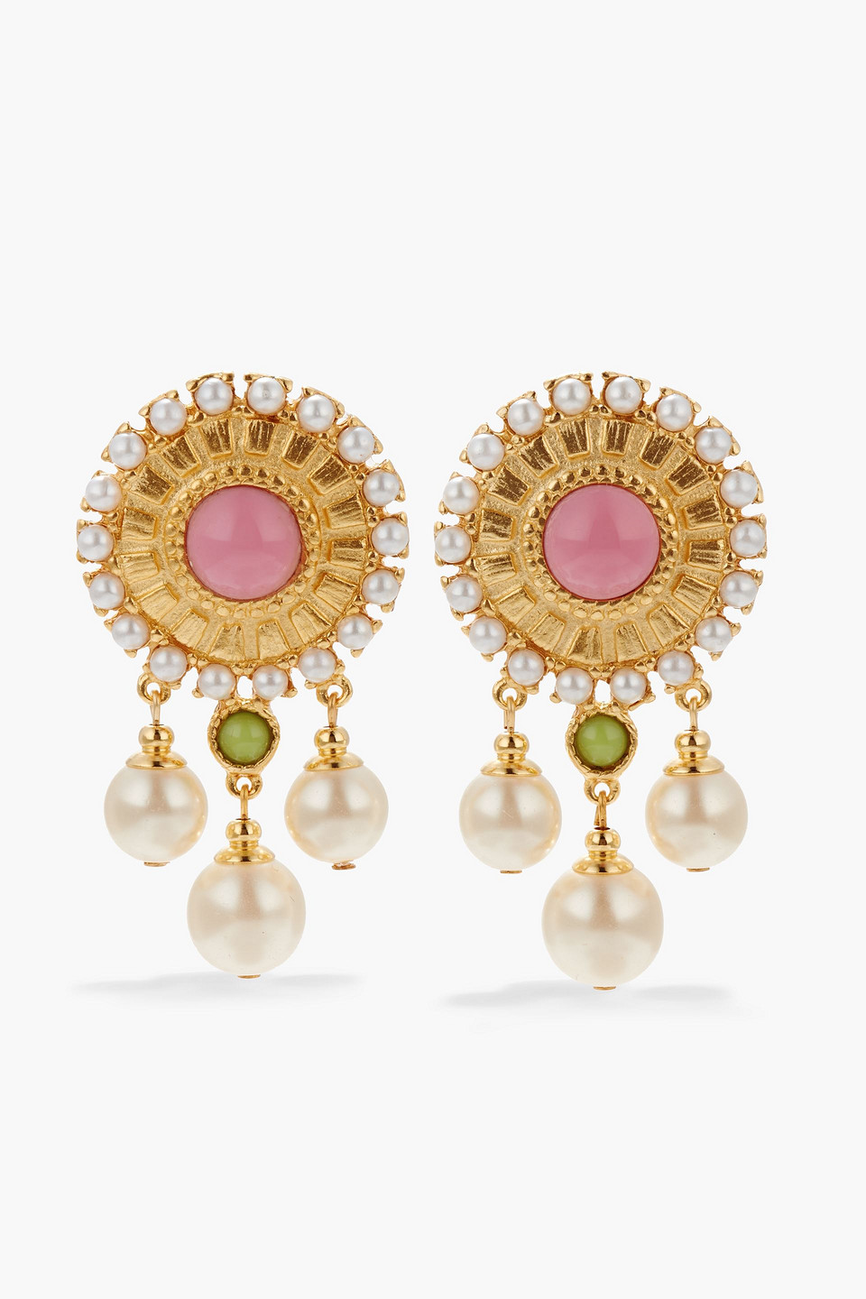 Ben-Amun 24-karat gold-plated, stone and faux pearl earrings