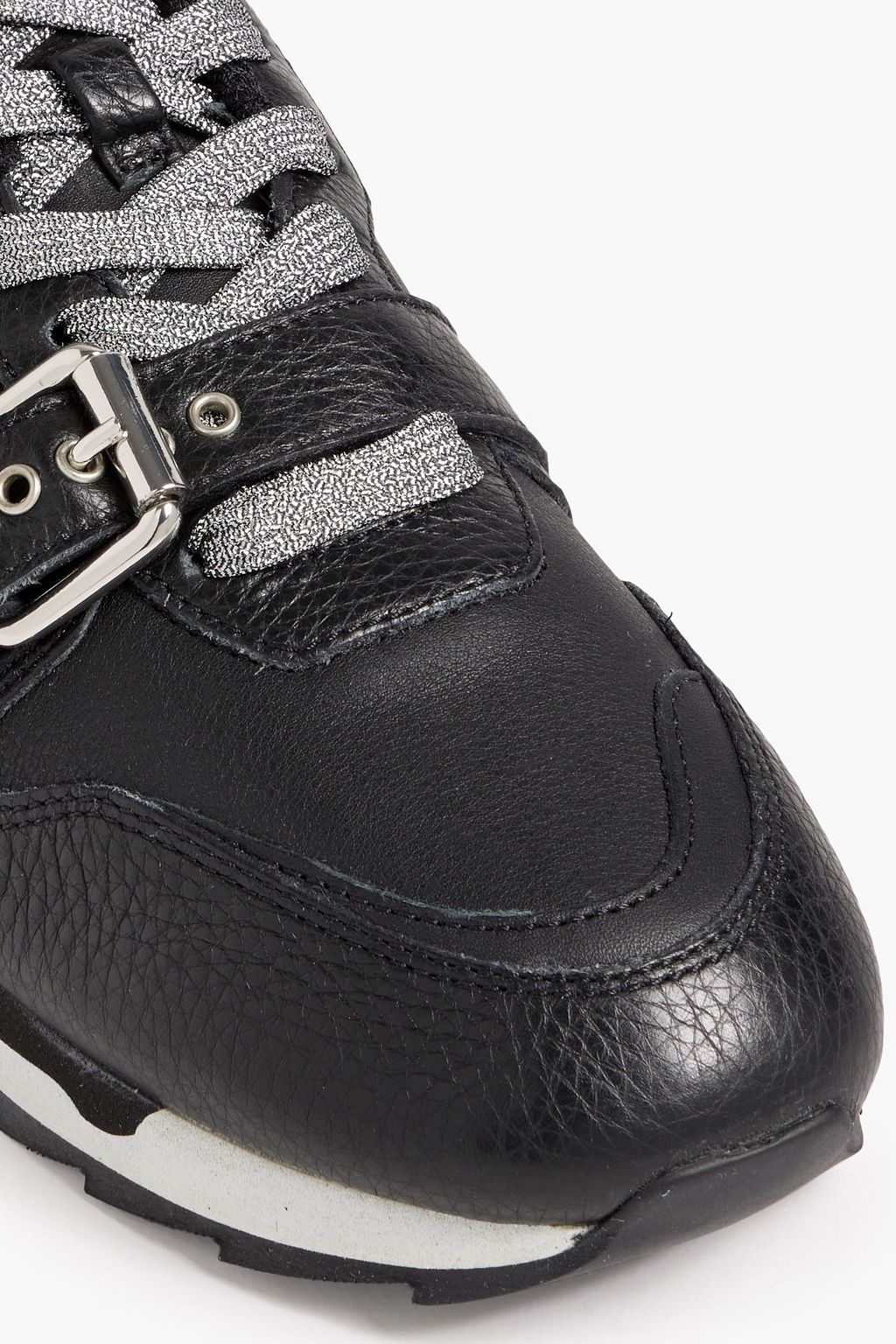 HOGAN Buckled pebbled-leather sneakers