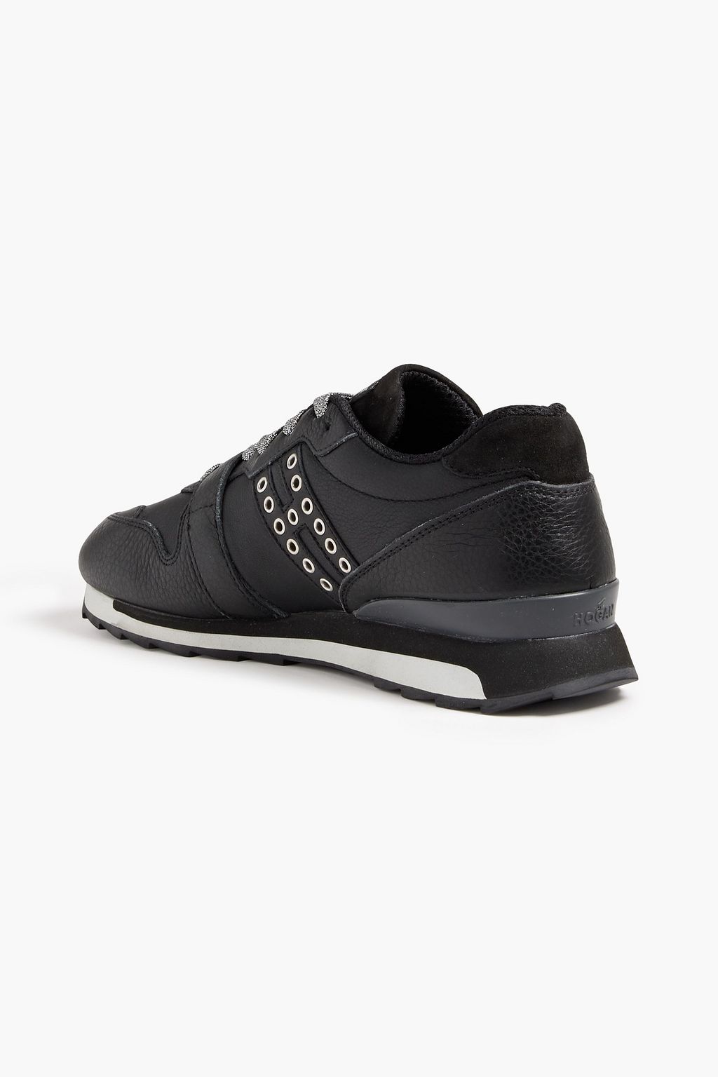 HOGAN Buckled pebbled-leather sneakers