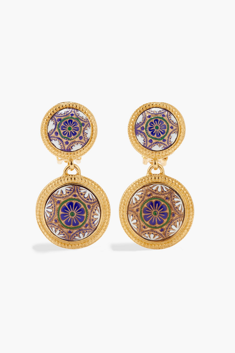 Ben-Amun 24-karat gold-plated stone clip earrings