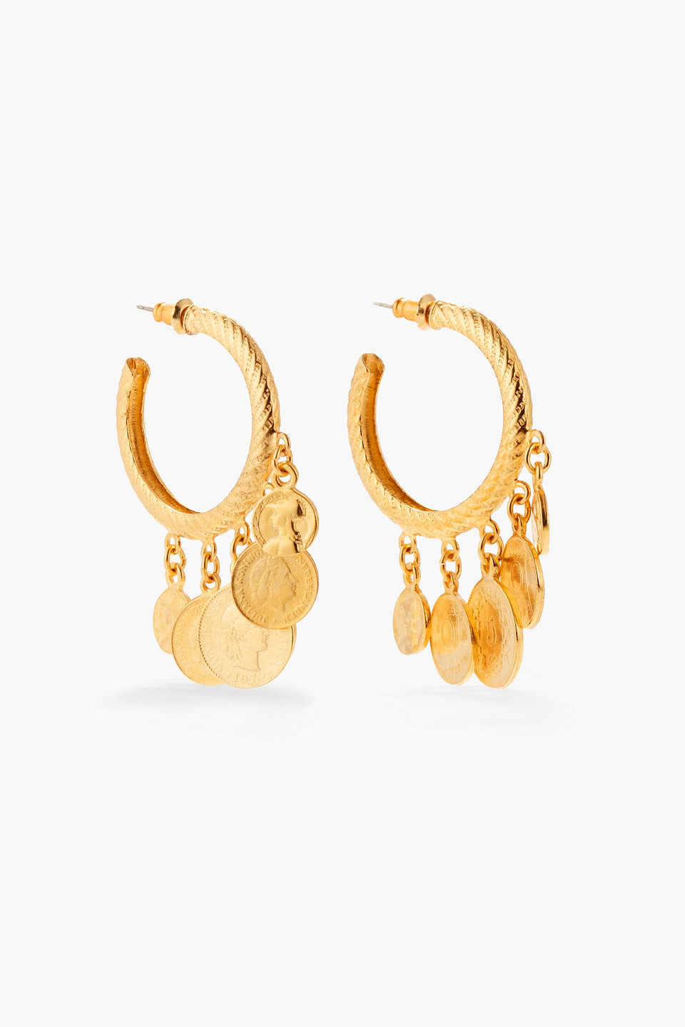 Ben-Amun 24-karat gold-plated hoop earrings