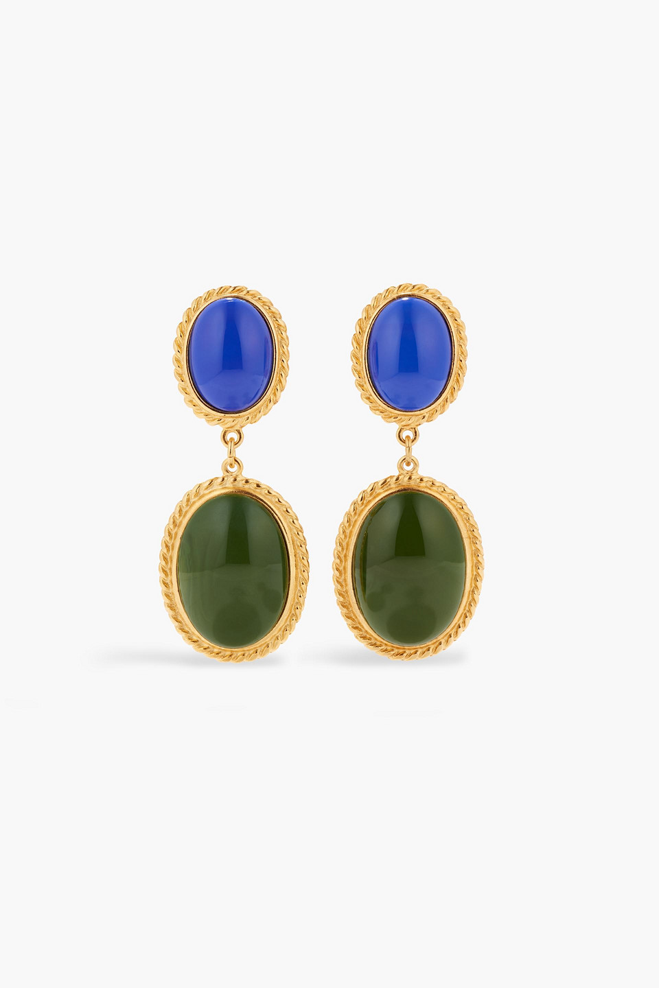 24-karat gold-plated stone clip earrings