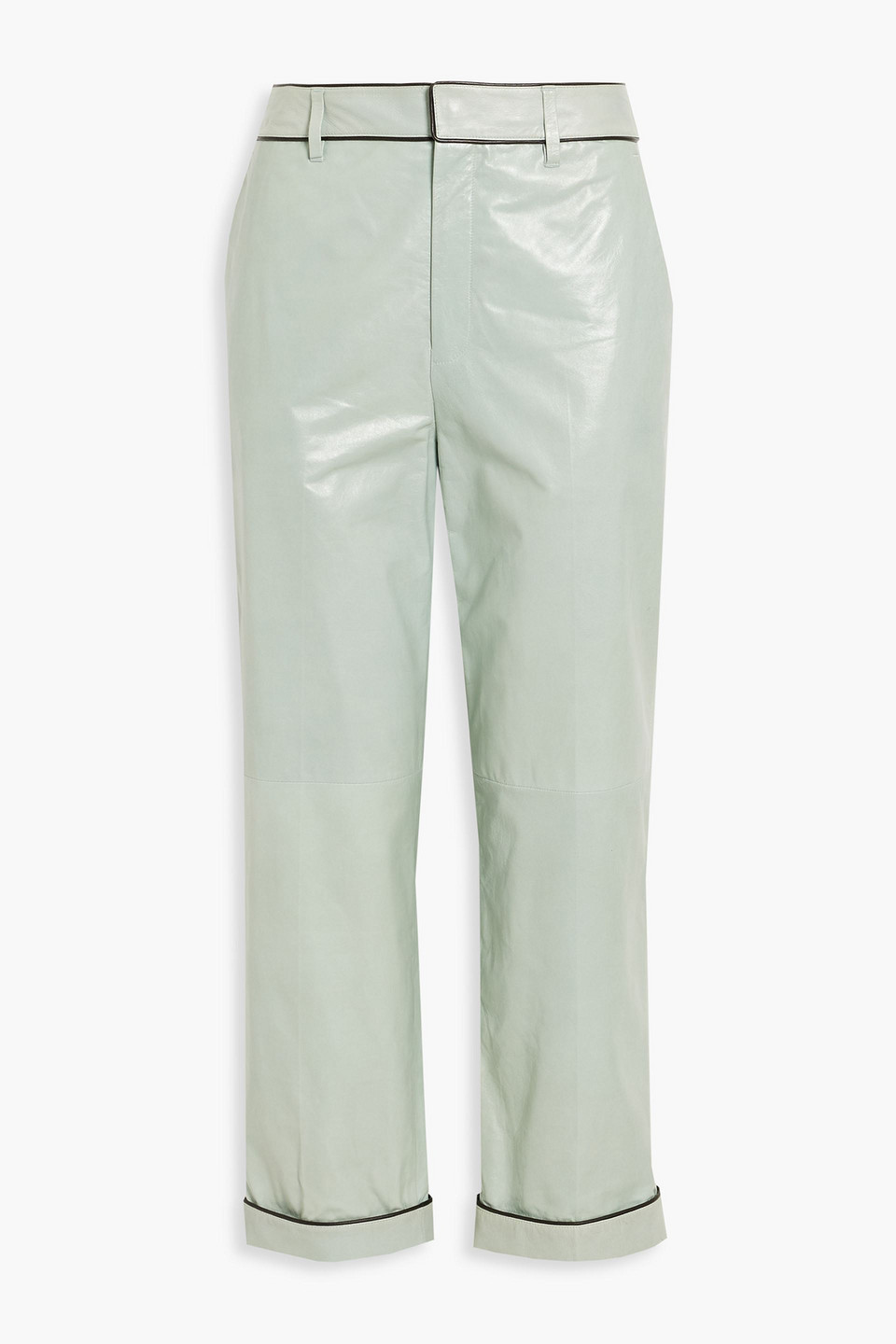 Tod's Leather Straight-leg Pants In Mint