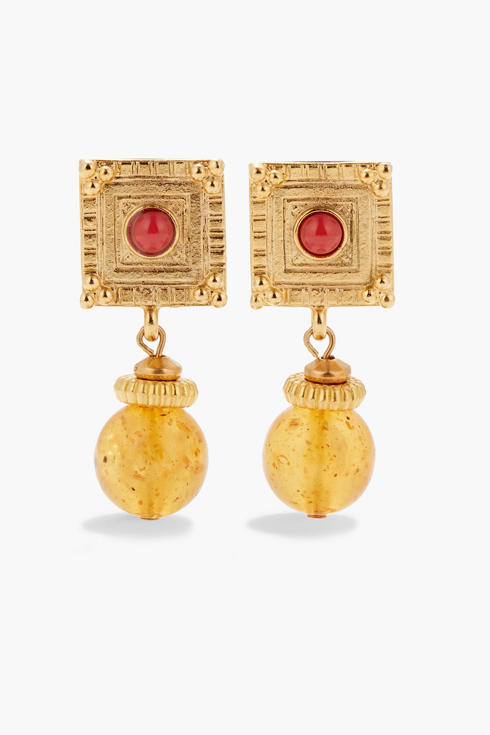 Ben-Amun 24-karat gold-plated stone clip earrings