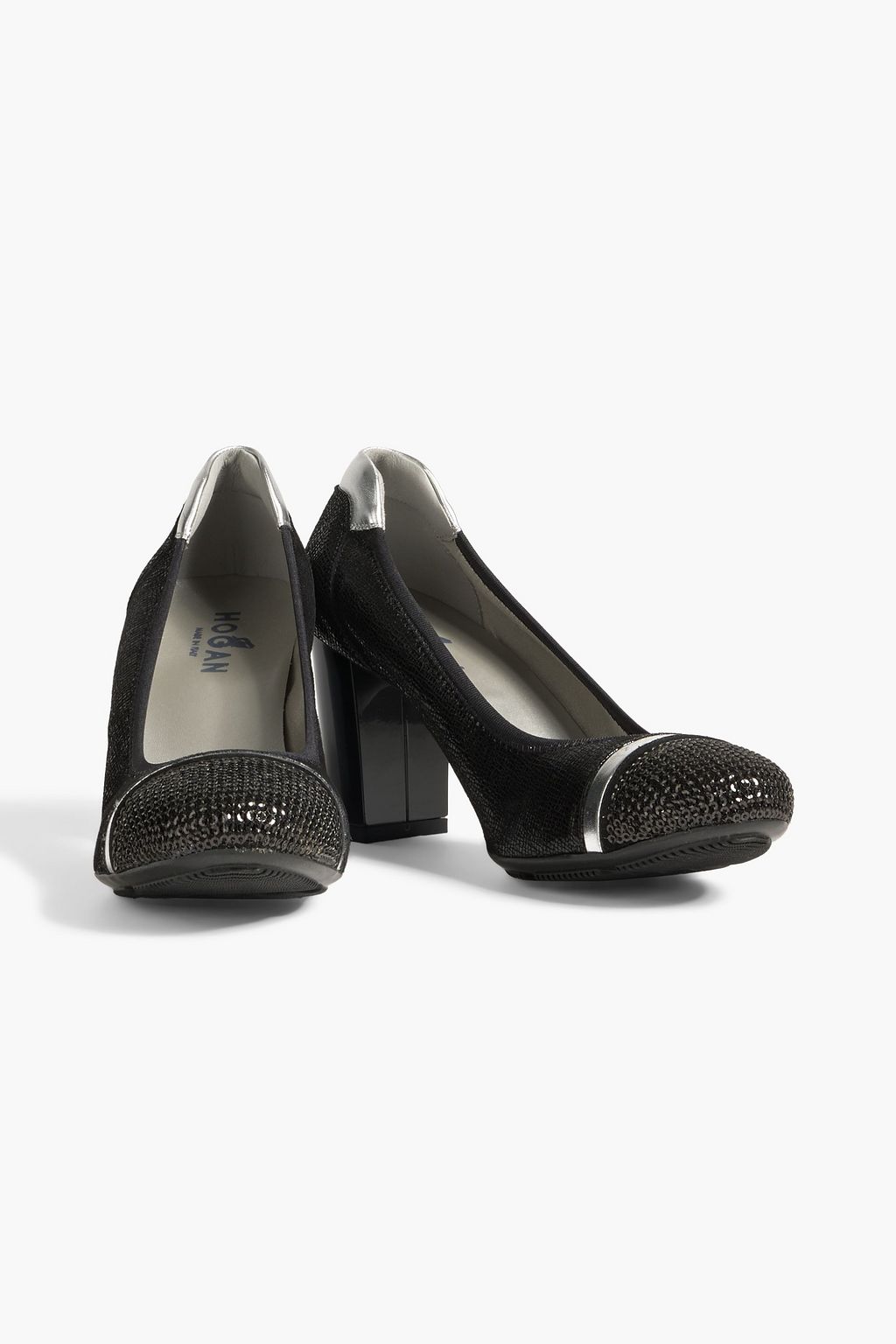 HOGAN Embellished metallic suede pumps