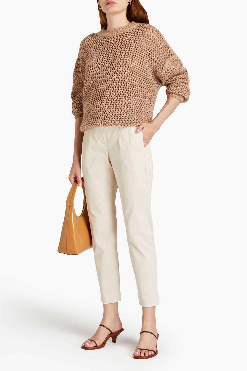 BRUNELLO CUCINELLI Pleated stretch-cotton twill tapered pants
