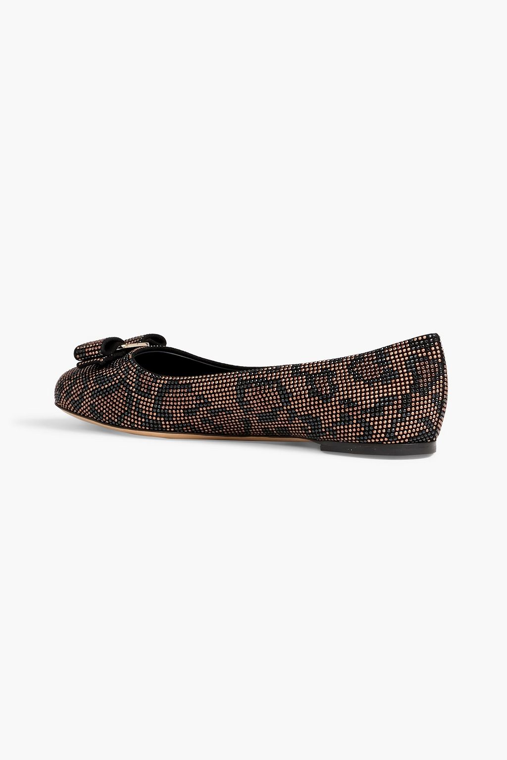FERRAGAMO Varina crystal-embellished suede ballet flats