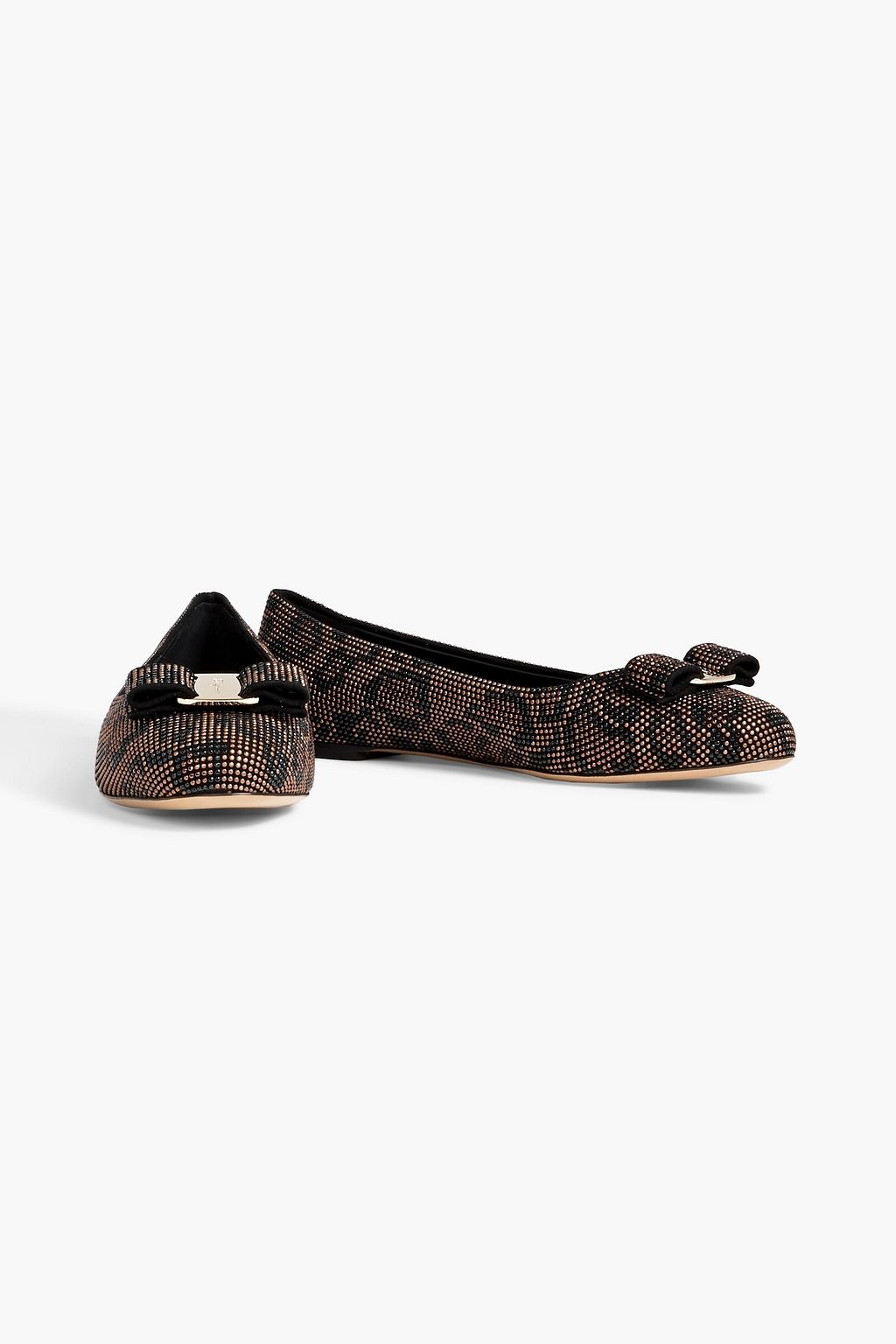 FERRAGAMO Varina crystal-embellished suede ballet flats