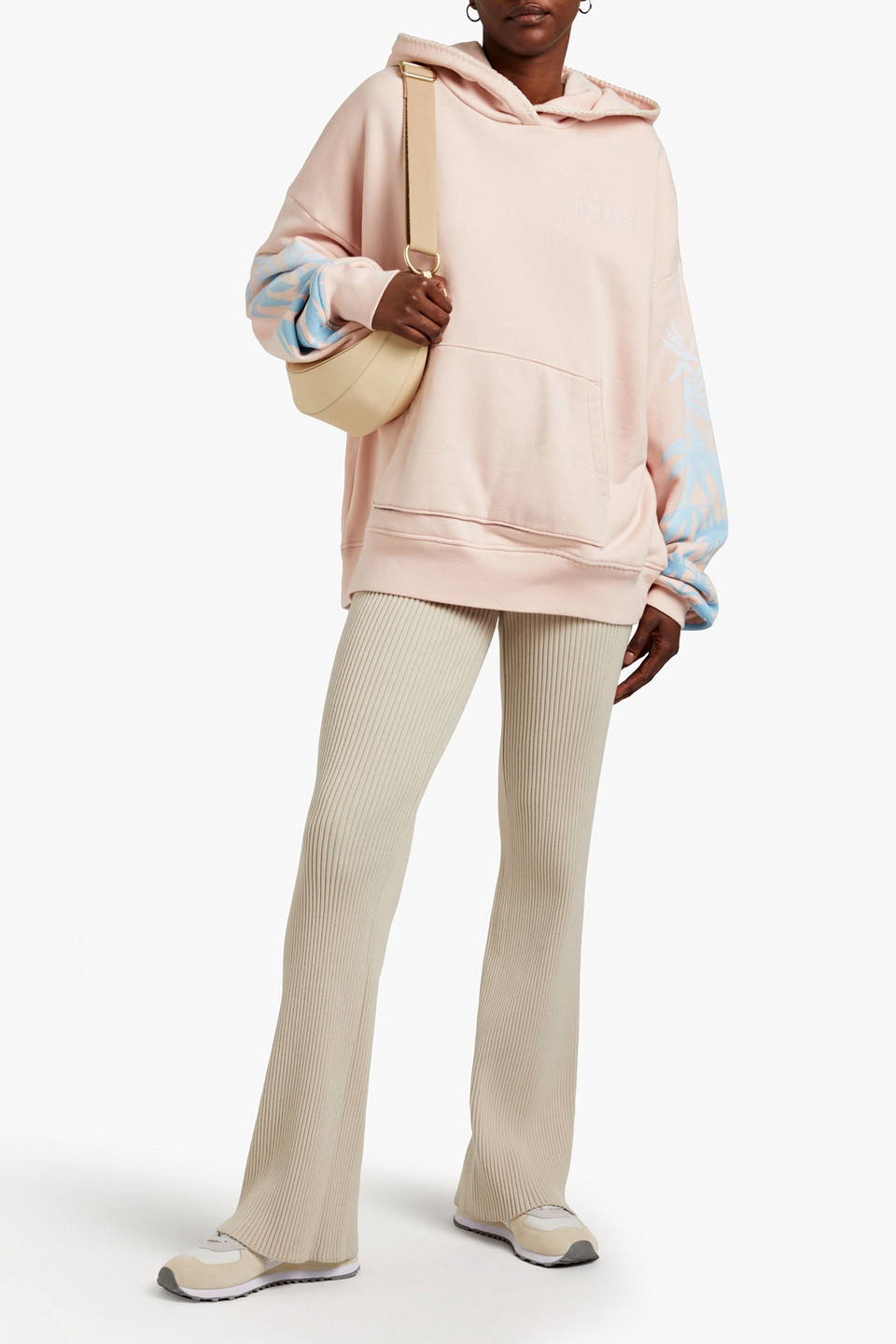 Amiri Oversized Printed Embroidered French Cotton-terry Hoodie In Neutrals