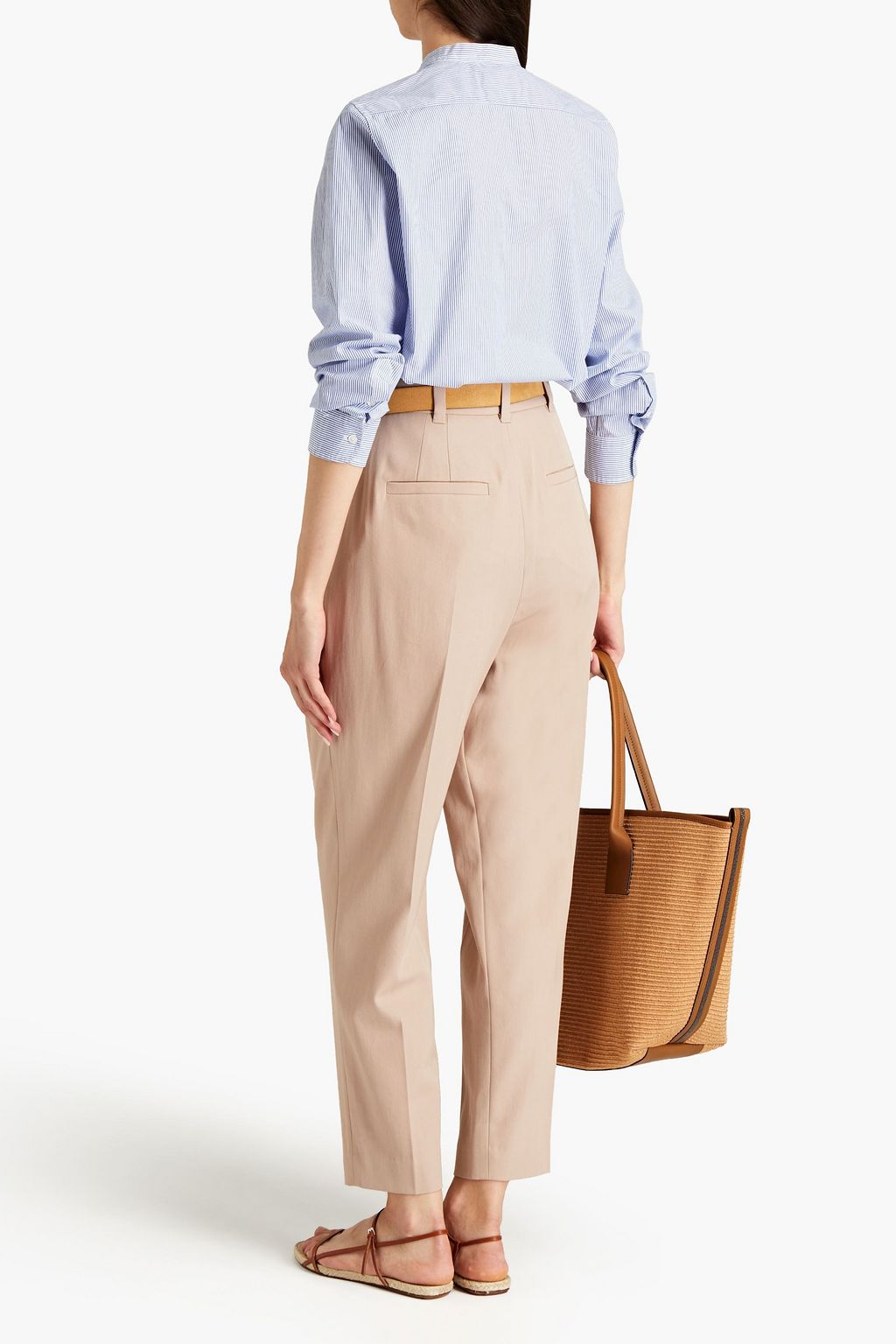 BRUNELLO CUCINELLI Plissierte Karottenhose aus Twill aus einer Woll-Baumwollmischung