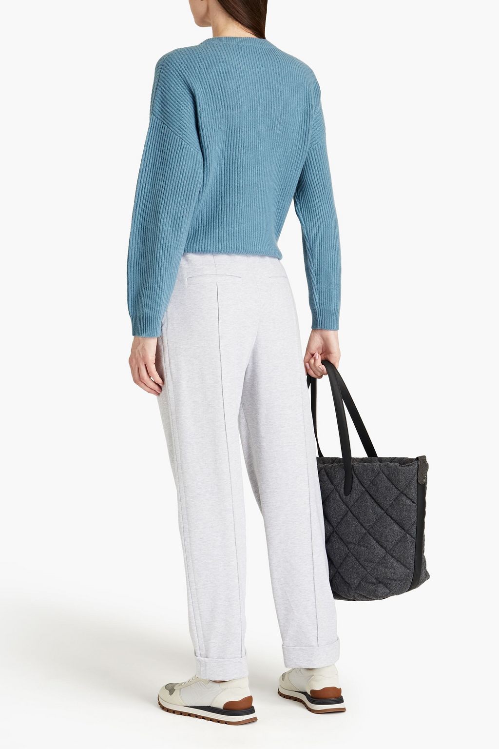 BRUNELLO CUCINELLI Mélange French cotton-blend terry track pants