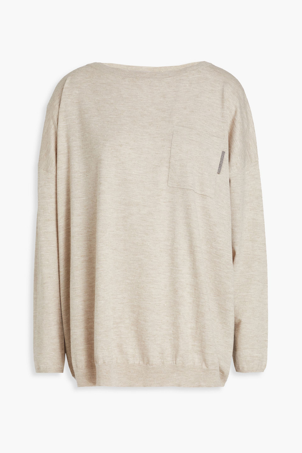 brunello cucinelli - bead-embellished metallic knitted sweater - neutral - l