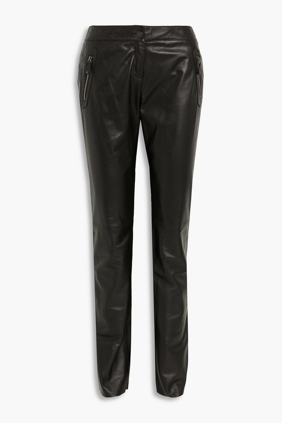 Faux leather straight-leg pants
