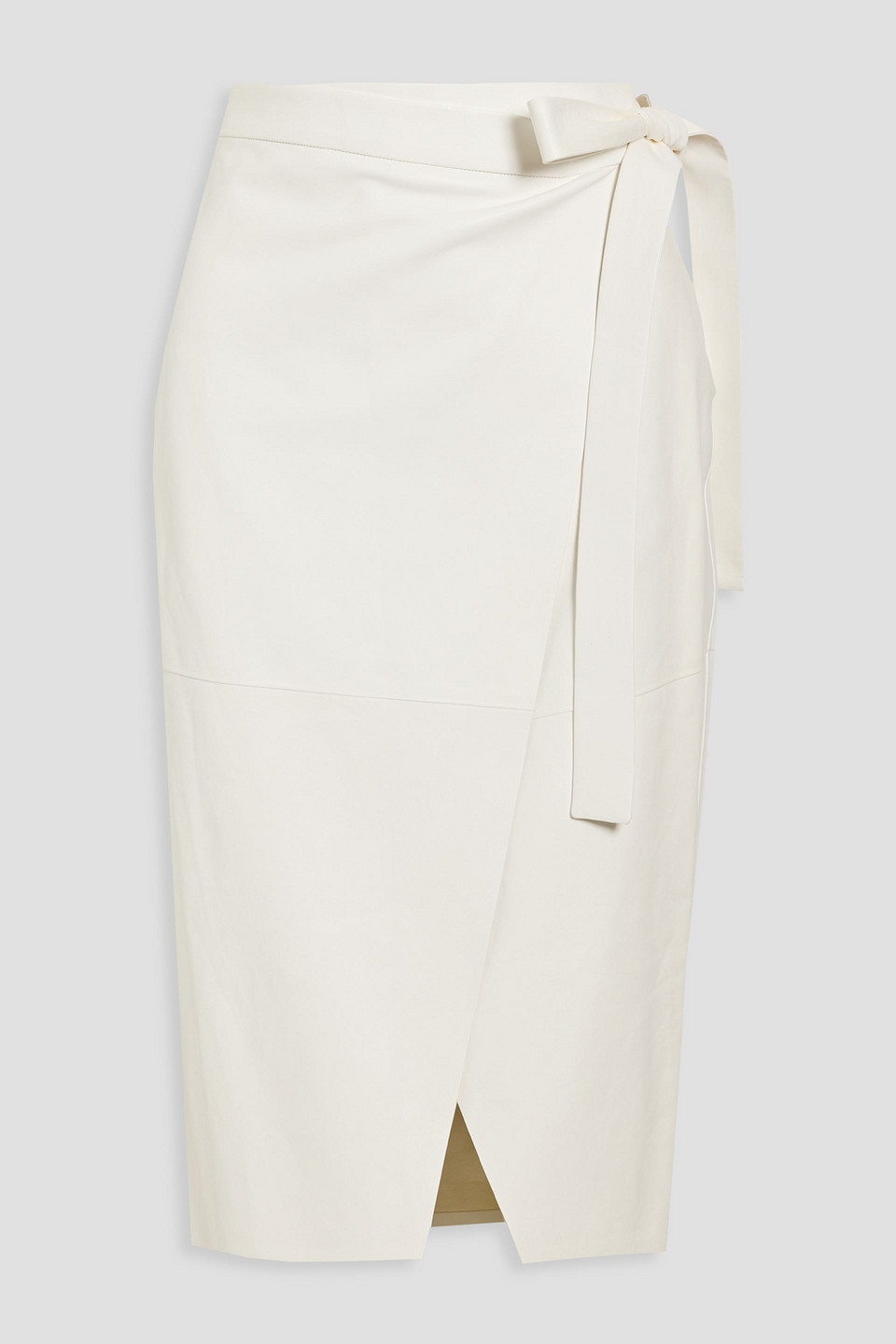 Tod's Leather Wrap Skirt In Ivory