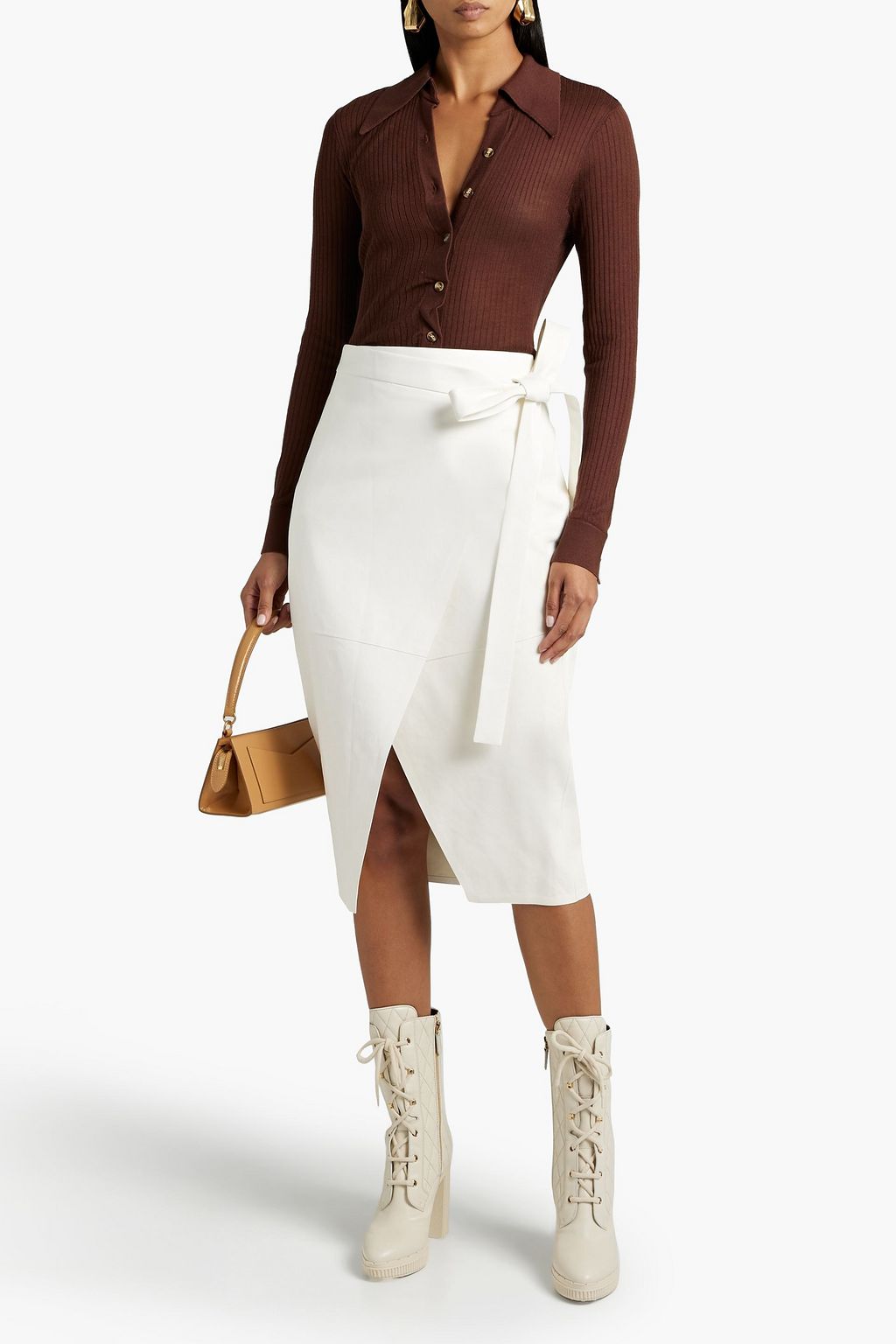 TOD'S Leather wrap skirt