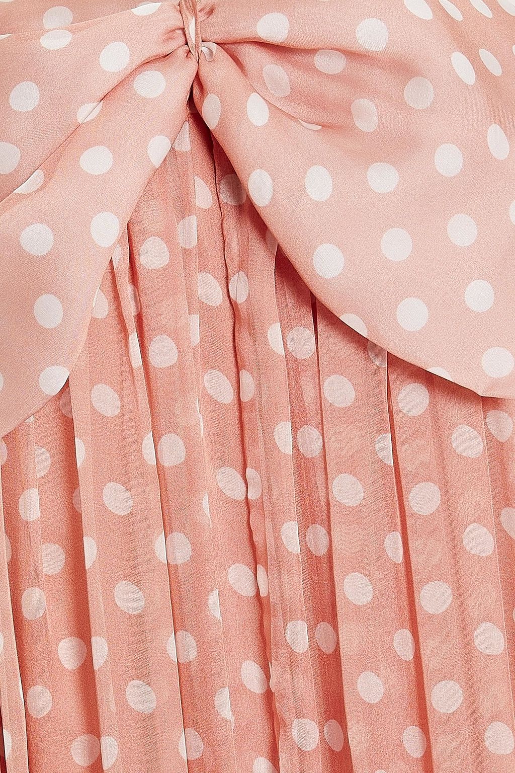 CAROLINE CONSTAS Josephine strapless bow-embellished polka-dot silk-chiffon maxi dress
