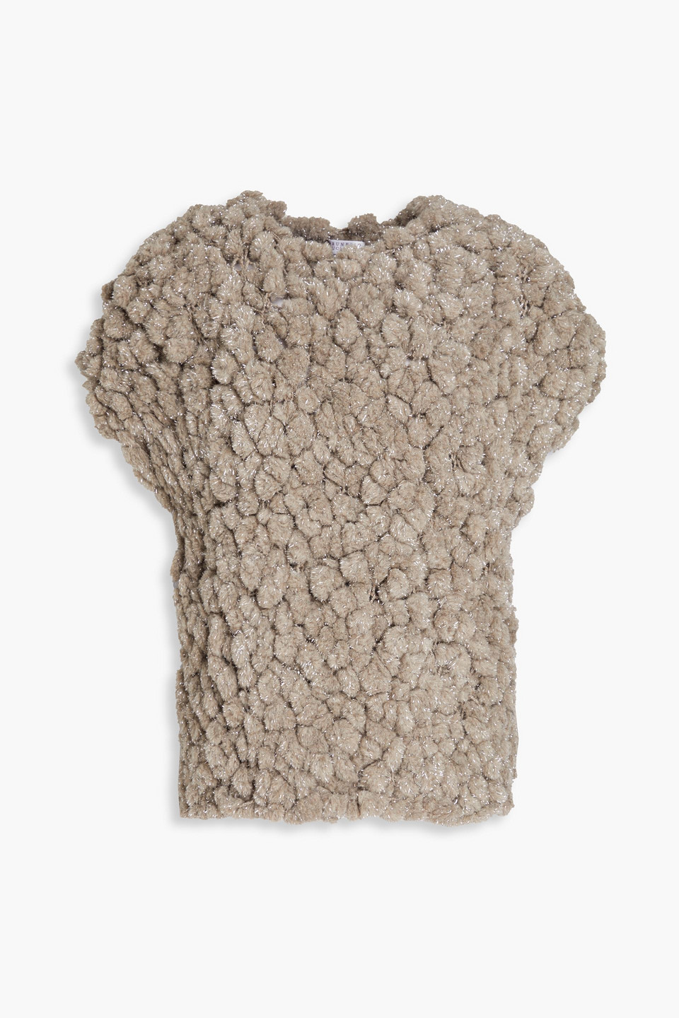Brunello Cucinelli Metallic Bouclé-knit Alpaca-blend Vest In Mushroom