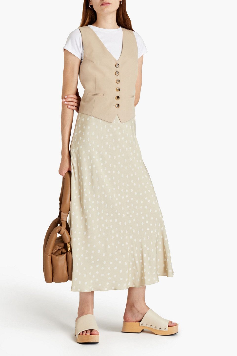Samsoe & Samsoe Polka-dot Crepe De Chine Midi Skirt
