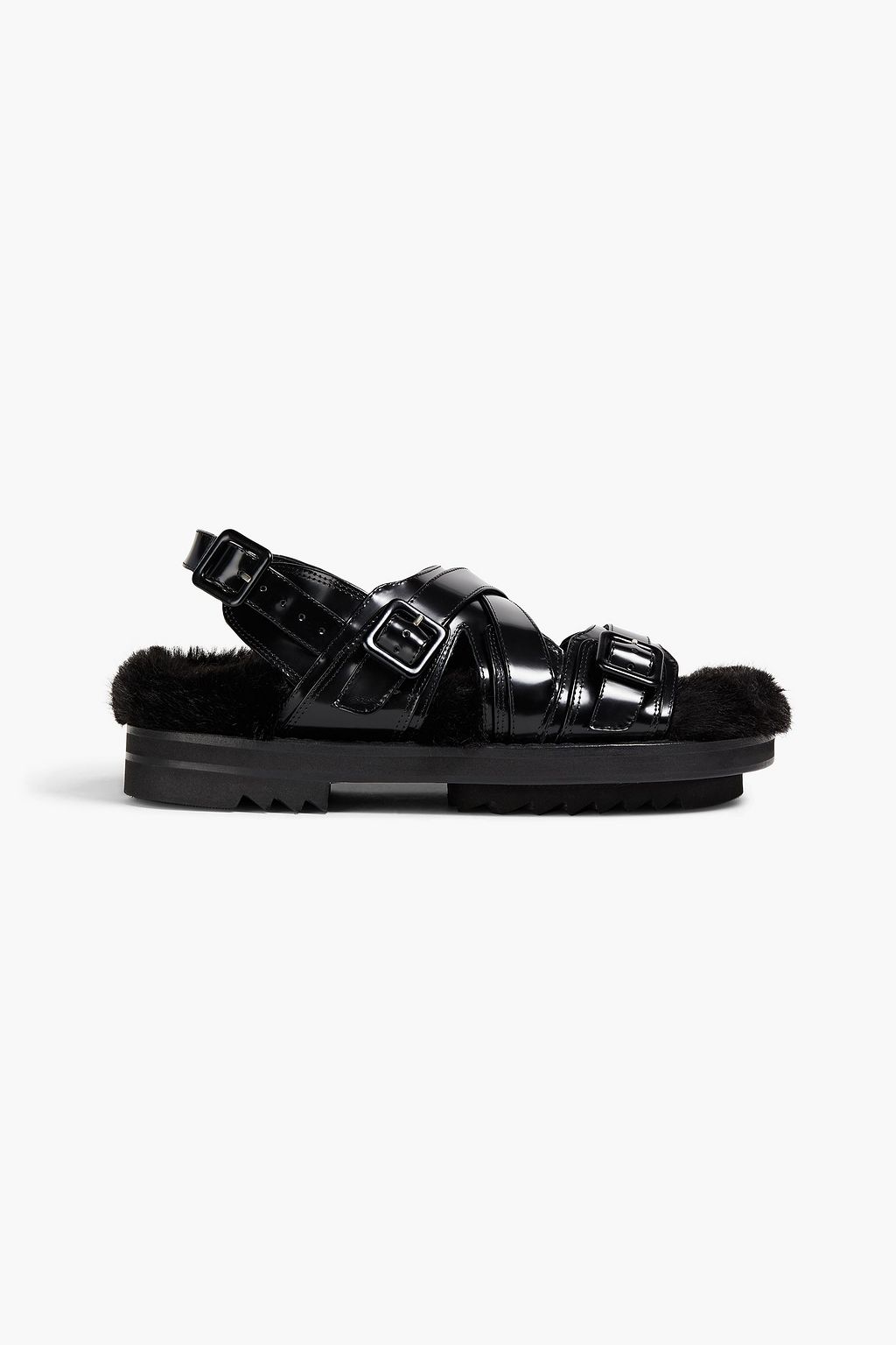 SIMONE ROCHA Faux fur-lined polished leather platform sandals | Sale up to  70% off | THE OUTNET